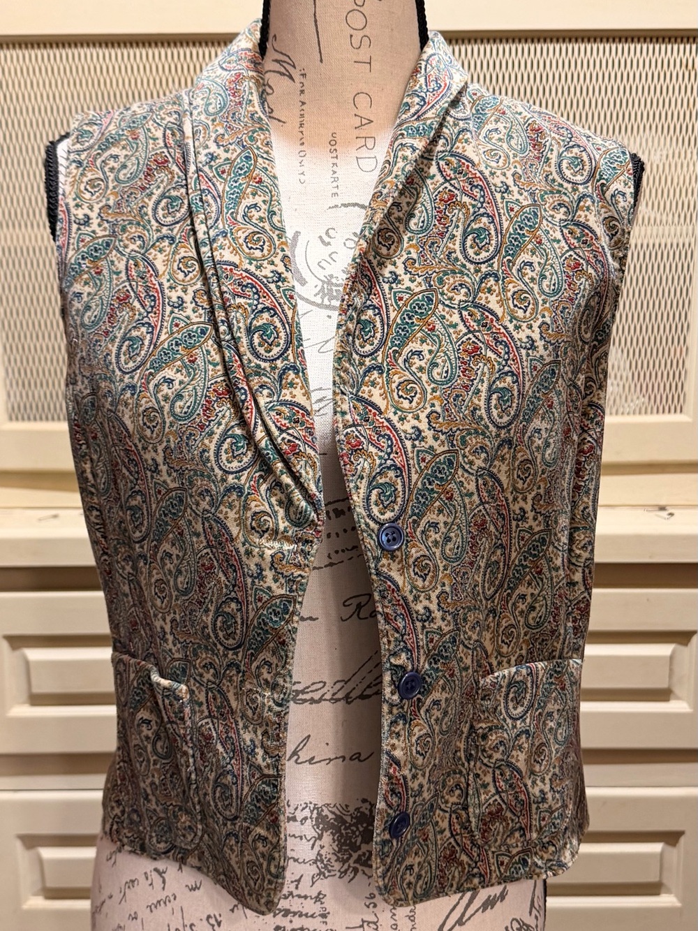 VTG 70s Bronson Neiman Marcus Velvet Paisley Vest